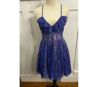 Leyla Ruffled Full Lace Open Back Party Dress, size S